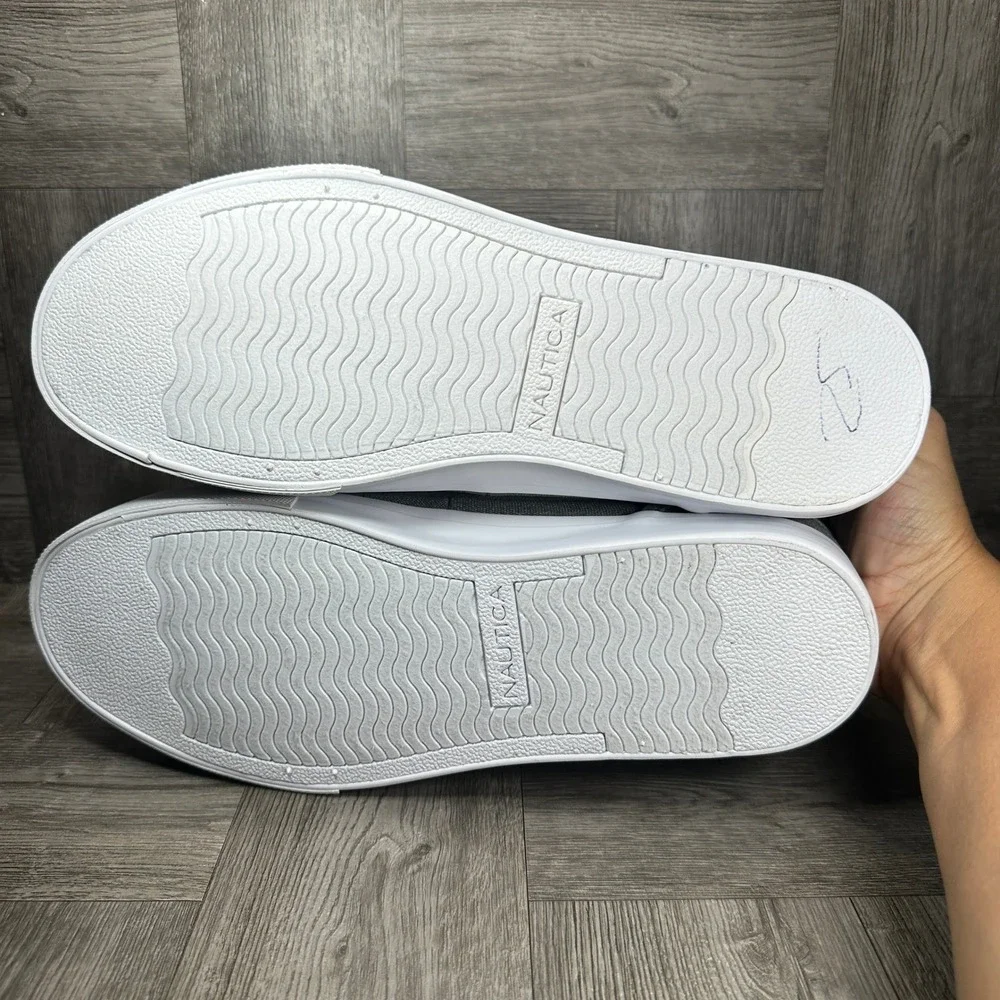 Nautica Mens Boat Shoes Size 11 Grey Canvas Spinnaker Casual Loafers NEW